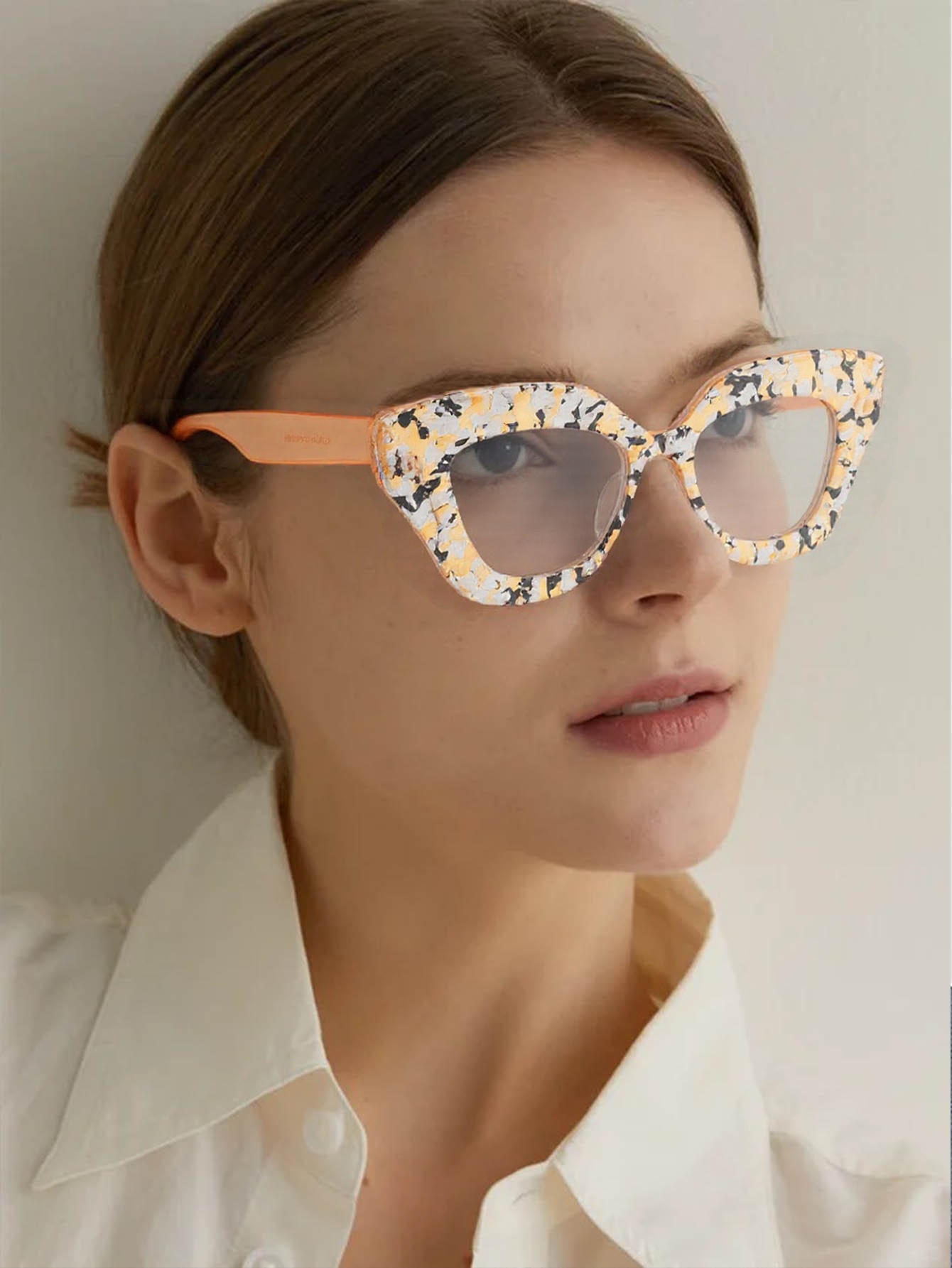 大きなフレームのキャットアイ型花柄ガラス質感のエレガントな女 - Women'S Fashion Glasses Non Prescription のレビューと価格