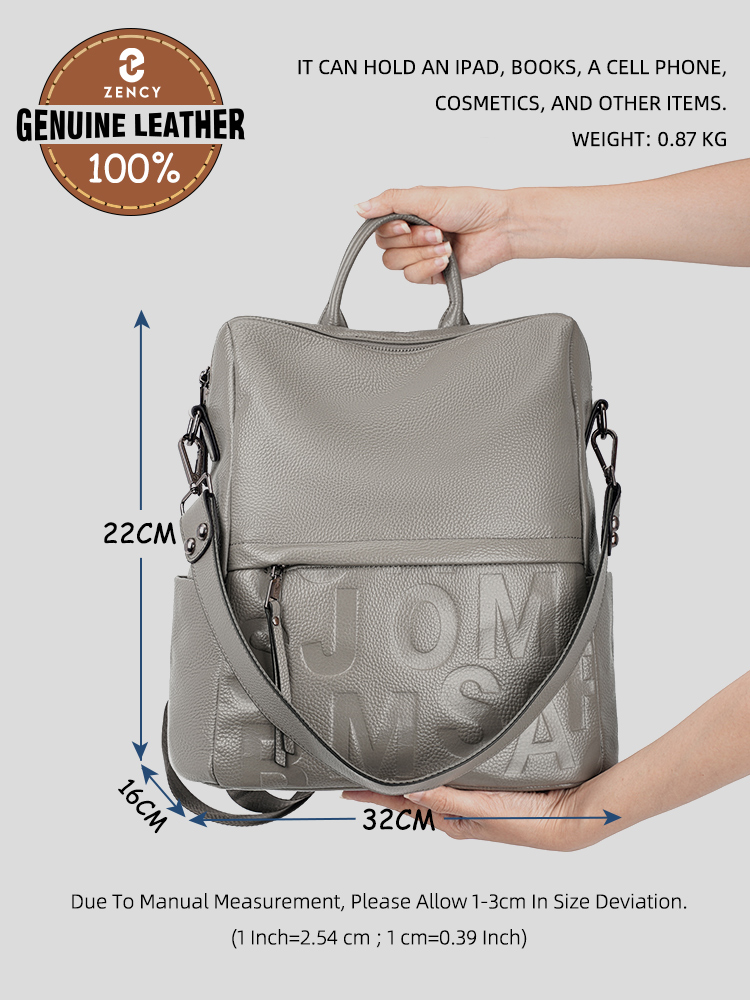 Zency プレミアム本革レターバックパック 多ポケットデイ - Women'S Fashion Backpack のレビューと価格
