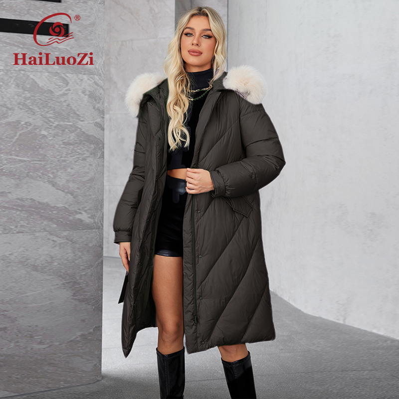 Hailuozi-女性用スラッシュポケットフード付きロングパ - Women'S Fashion Parka のレビューと価格