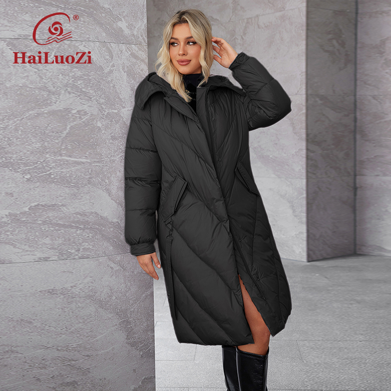Hailuozi-女性用スラッシュポケットフード付きロングパ - Women'S Fashion Parka のレビューと価格