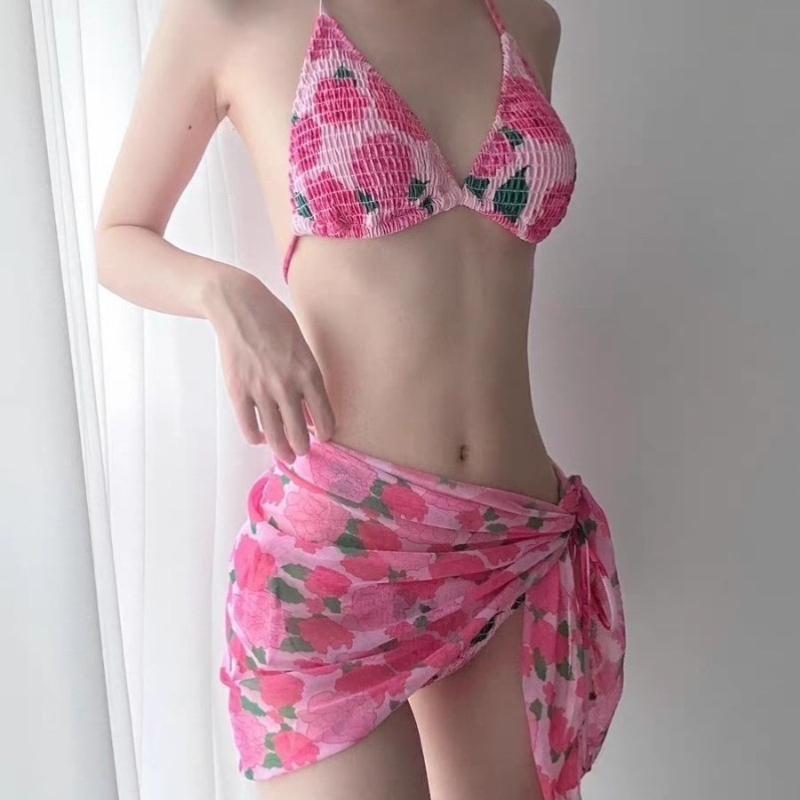 新しいファッションリブ編み花柄ビキニセット、小胸向け、調節可 - Women Fashion Style のレビューと価格