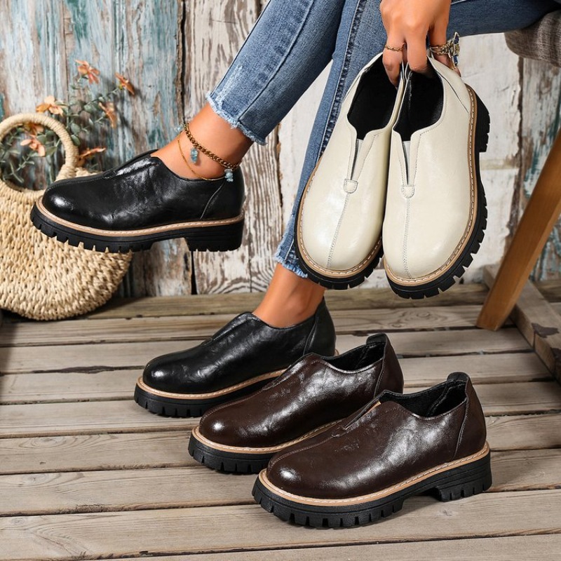 レトロな英国風レディースシューズ 春秋 厚底ヒール シングル - Women'S Fashion Walking Shoes のレビューと価格