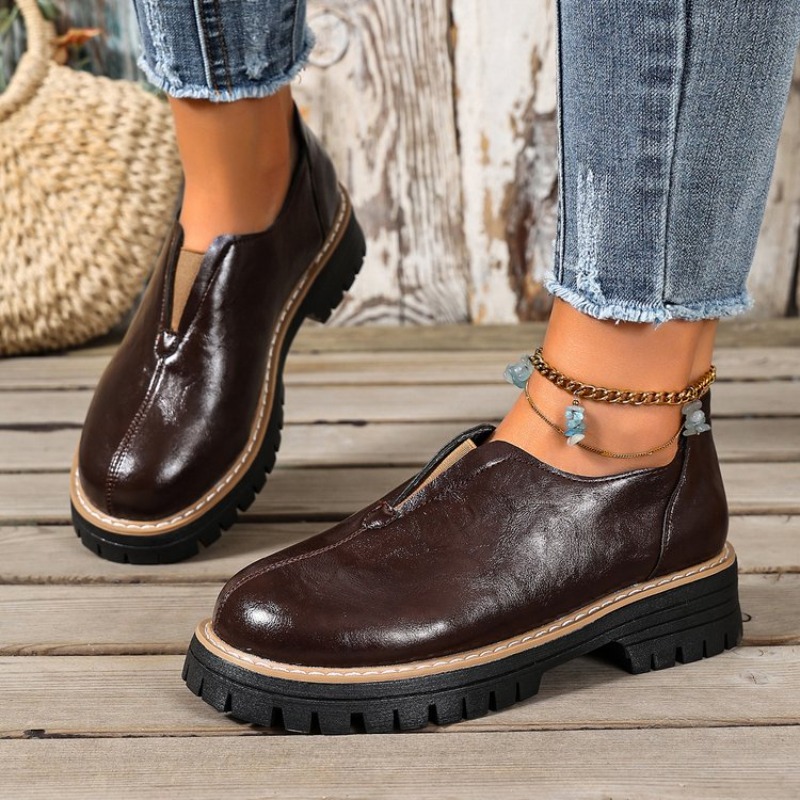 レトロな英国風レディースシューズ 春秋 厚底ヒール シングル - Women'S Fashion Walking Shoes のレビューと価格