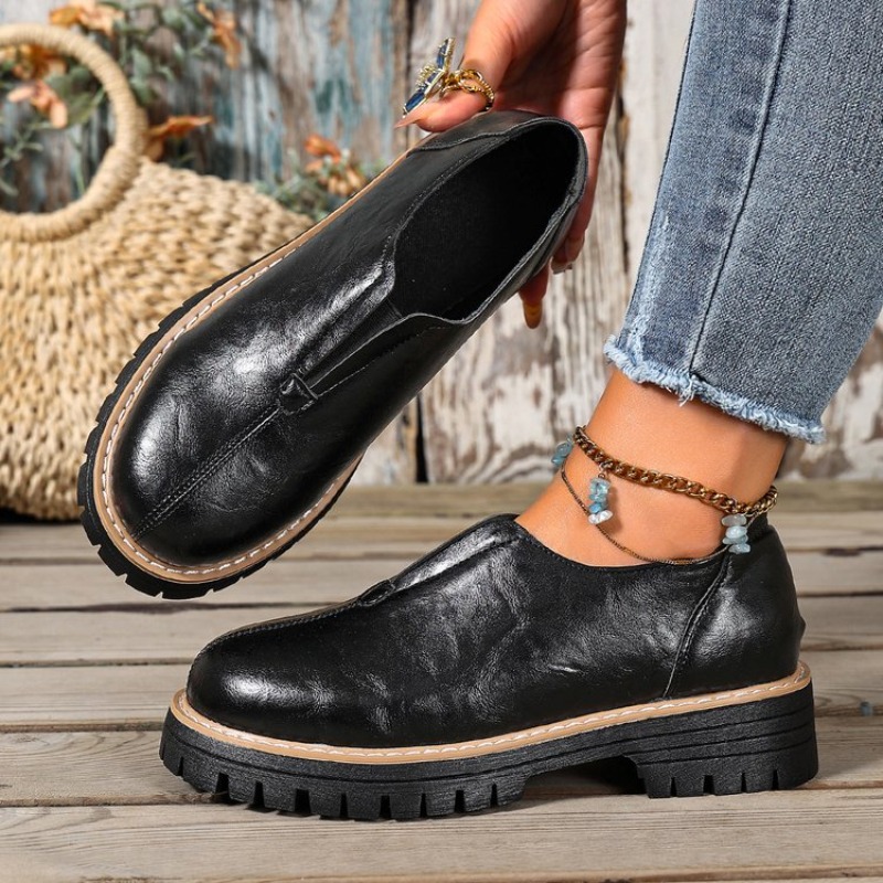 レトロな英国風レディースシューズ 春秋 厚底ヒール シングル - Women'S Fashion Walking Shoes のレビューと価格