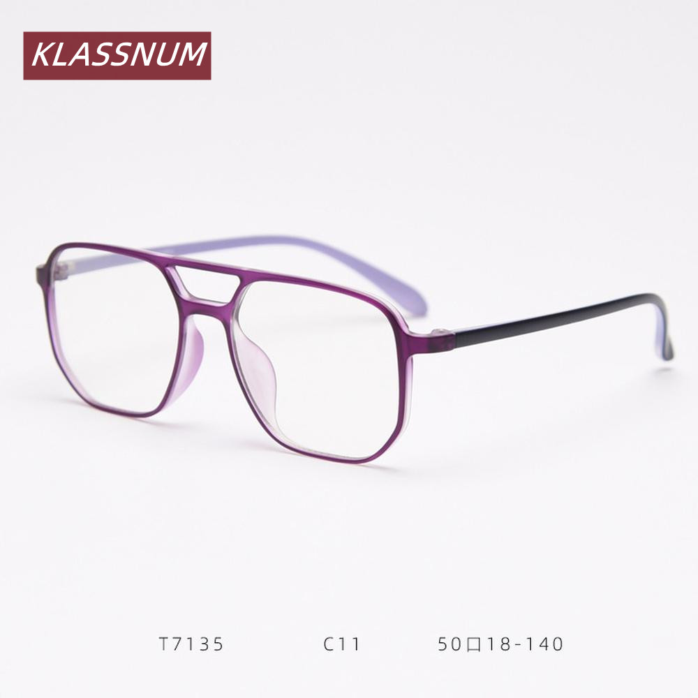 KLASSNUM ダブルブリッジスクエア眼鏡フレーム男性女性 - Women'S Fashion Glasses Non Prescription のレビューと価格