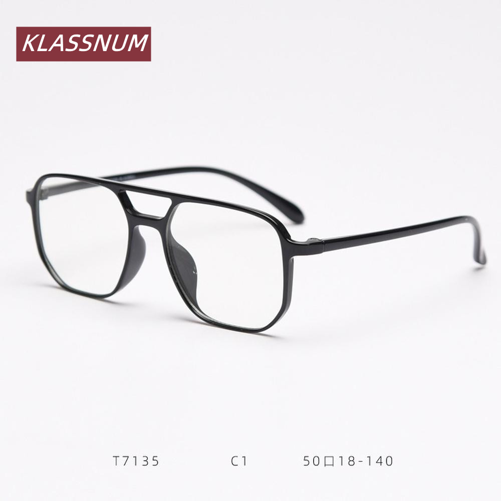 KLASSNUM ダブルブリッジスクエア眼鏡フレーム男性女性 - Women'S Fashion Glasses Non Prescription のレビューと価格