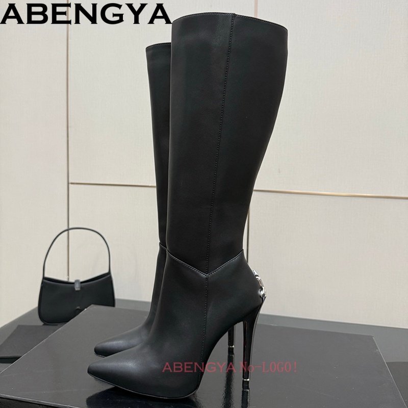 セクシーな黒革ニーハイブーツ女性のための奇妙なヒールパーティ - Women'S Fashion Leather Boots のレビューと価格