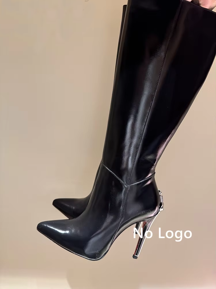 セクシーな黒革ニーハイブーツ女性のための奇妙なヒールパーティ - Women'S Fashion Leather Boots のレビューと価格