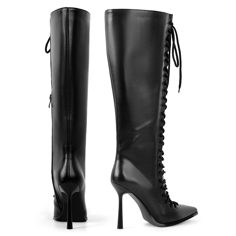 Onlymaker ポインテッドトゥ レースアップ フェイク - Women'S Fashion Leather Boots のレビューと価格
