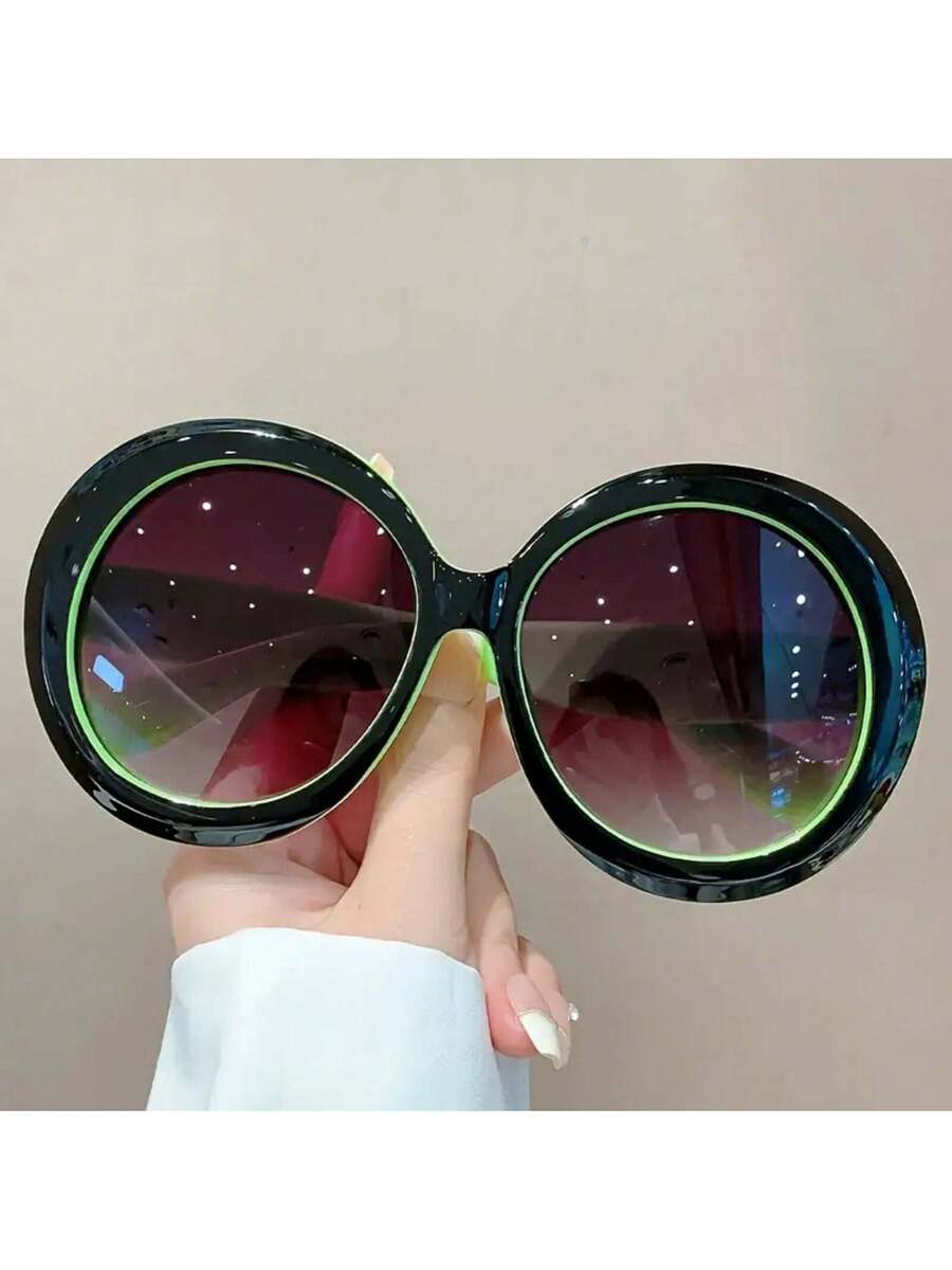 女性用ラージラウンドフレームメガネ - ブラックフレーム、度 - Women'S Fashion Glasses Non Prescription のレビューと価格