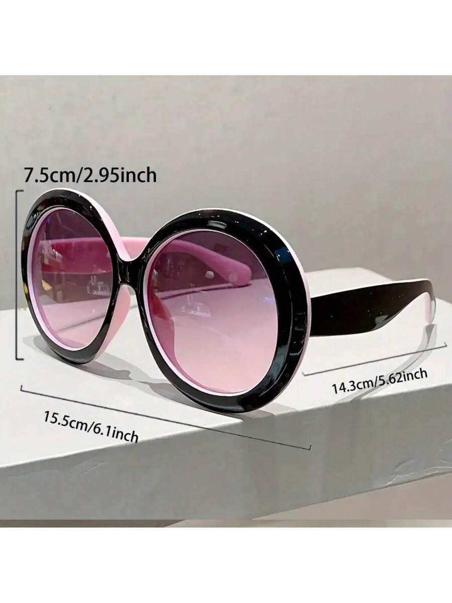 女性用ラージラウンドフレームメガネ - ブラックフレーム、度 - Women'S Fashion Glasses Non Prescription のレビューと価格