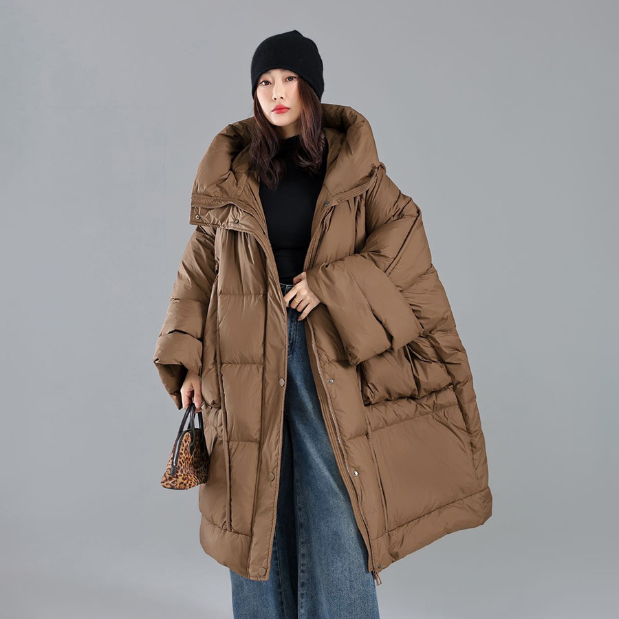 冬用スタンドカラーゆったりダウンジャケット レディース ホワ - Women'S Fashion Parka のレビューと価格