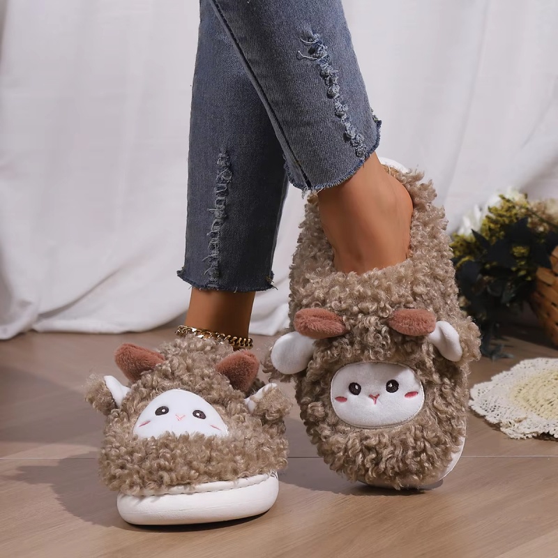 冬素敵な小さな羊のスリッパ女性男性用かわいい子羊ぬいぐるみホ - Women'S Fashion Sandals のレビューと価格