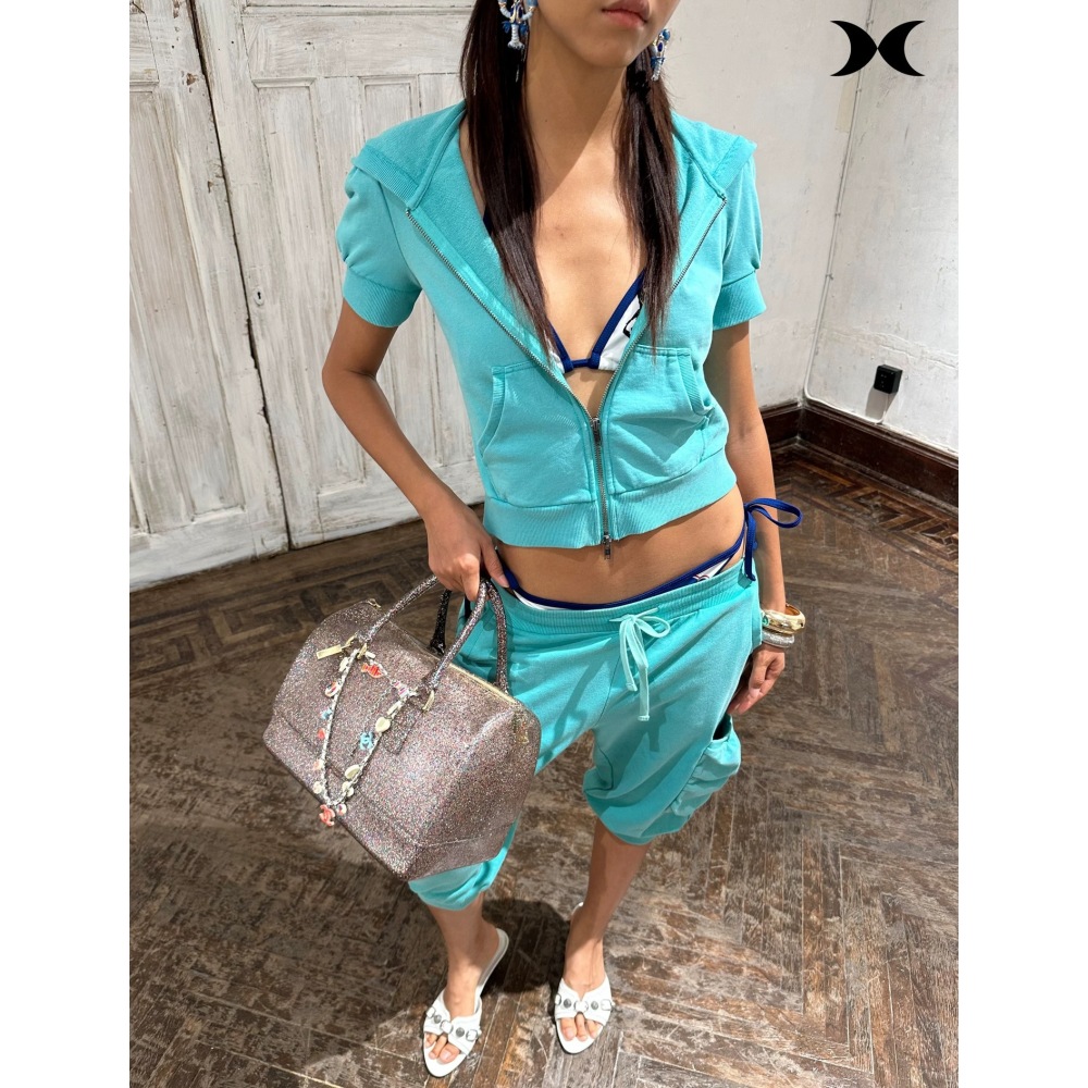 アメリカンストリートスパイスガールスタイル半袖フード付きジッ - Women Fashion Style のレビューと価格