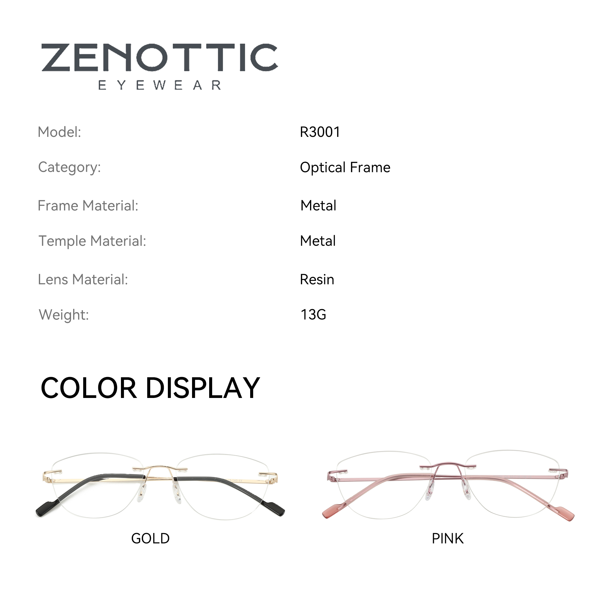 Zenottic-女性用キャットアイリムレス光学メガネ、フレ - Women'S Fashion Glasses Non Prescription のレビューと価格