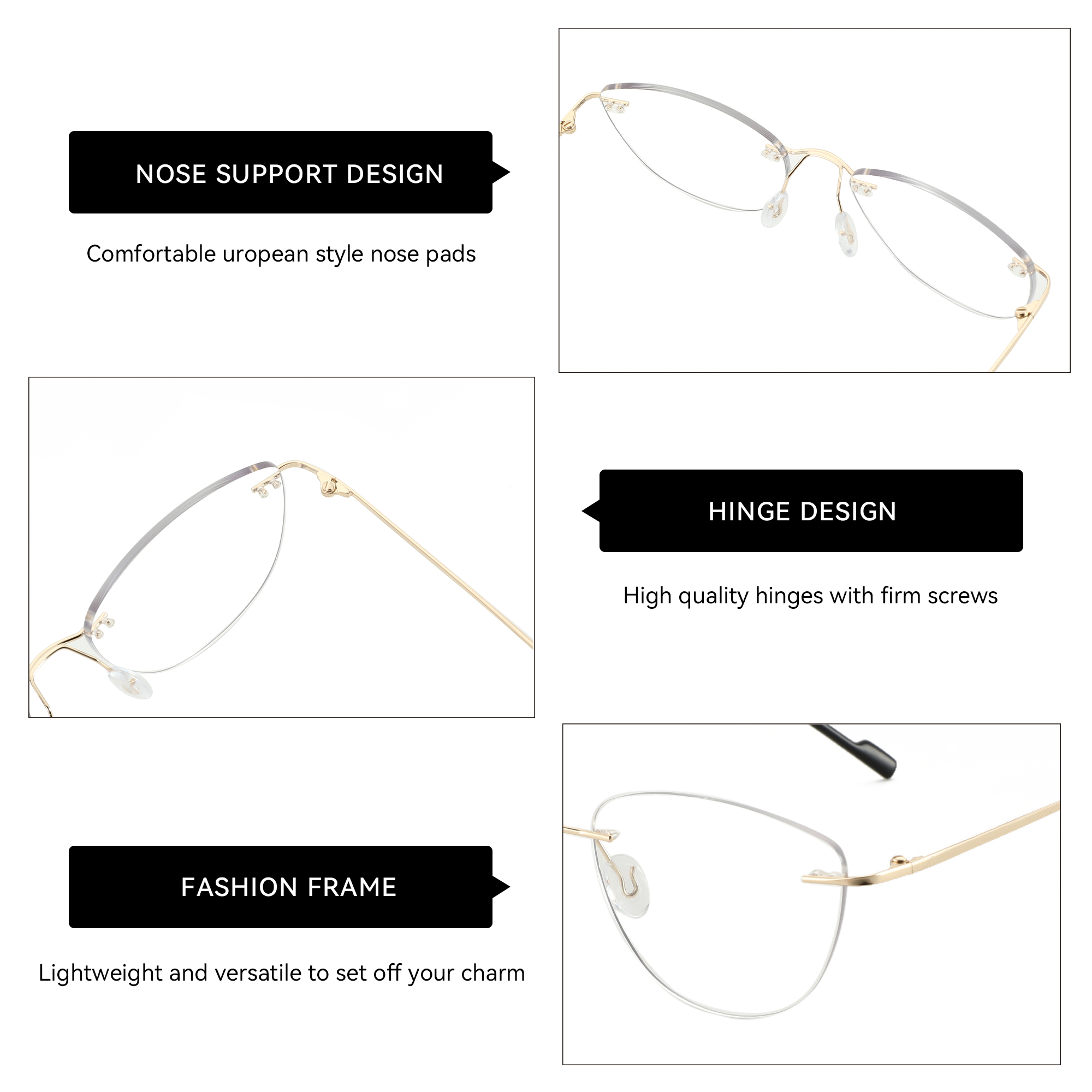 Zenottic-女性用キャットアイリムレス光学メガネ、フレ - Women'S Fashion Glasses Non Prescription のレビューと価格
