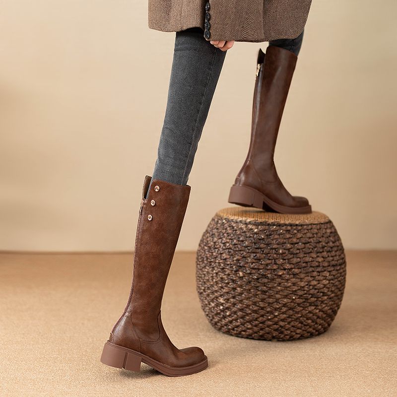 秋冬ミドルヒールレディースニーハイ丈防水PUファッション20 - Women'S Fashion Boots 2025 のレビューと価格